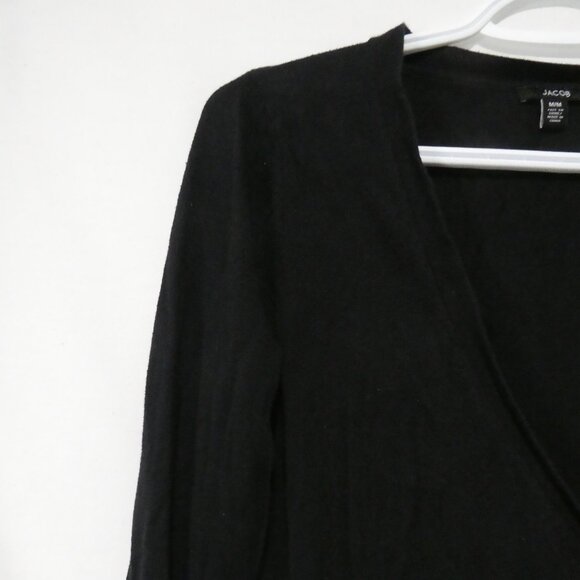 JACOB | medium | Lightweight Black Long Sleeve V-Neck Button-Up Cardigan - Picture 3 of 14
